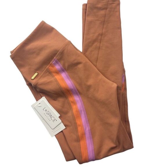 NWT L*‎ Space Wren 7/8 Length Orange Striped Legging Athleisure Size S $125 - Picture 3 of 10